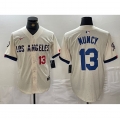 Men's Los Angeles Dodgers #13 Max Muncy Cream Stitched Baseball Jersey