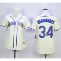 Mariners #34 Felix Hernandez Cream Alternate Women's Stitched MLB Jersey