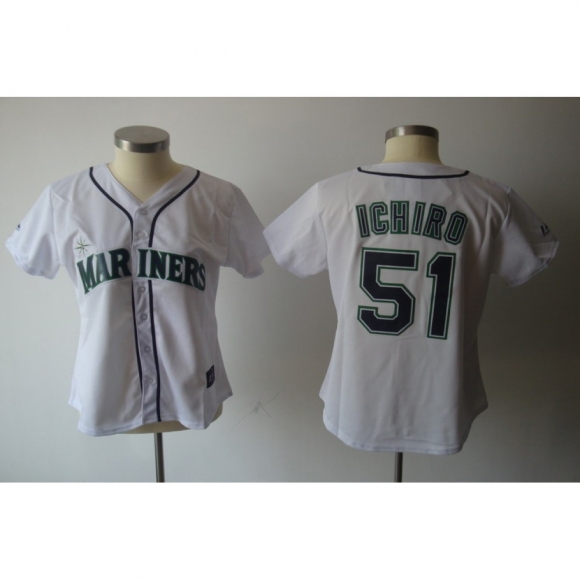 Mariners #51 ichiro Suzuki White Women's Fashion Stitched MLB Jersey