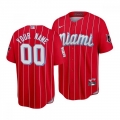Men's Miami Marlins Customized Red 2021 City Connect Cool Base Stitched Jersey