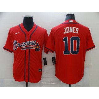 Men's Atlanta Braves #10 Chipper Jones Red Stitched MLB Jersey