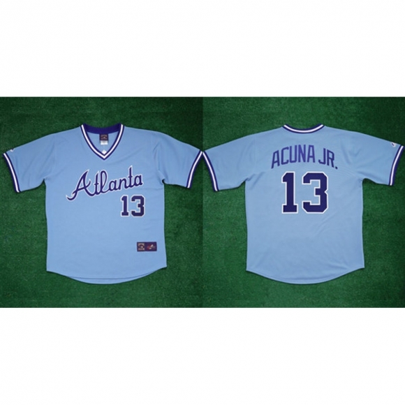 Men's Atlanta Braves #13 Ronald Acu?a Jr 1982 White Cool Base Stitched Baseball Jersey