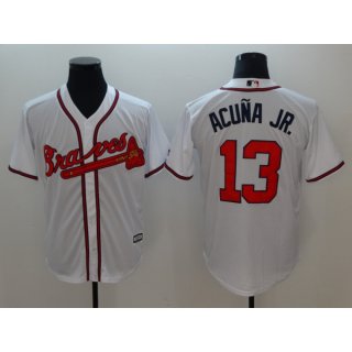 Men's Atlanta Braves #13 Ronald Acuna Jr White Flexbase Stitched MLB Jersey