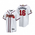 Men's Atlanta Braves #16 Travis d'Arnaud White 2022-23 Gold Cool Base Stitched Baseball Jersey