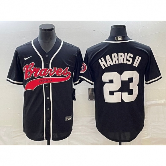 Men's Atlanta Braves #23 Michael Harris ii Black Cool Base Stitched Baseball Jersey