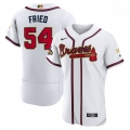 Men's Atlanta Braves #54 Max Fried 2022 White/Gold World Series Champions Program Flex Base Stitched Baseball Jersey