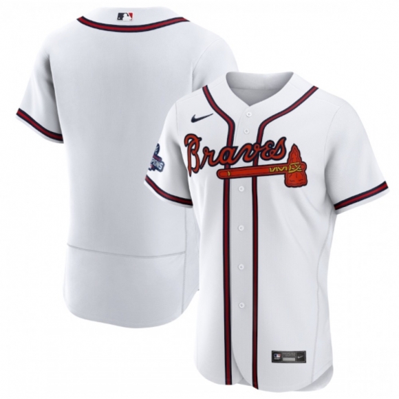 Men's Atlanta Braves Blank 2021 White World Series Champions Stitched Baseball Jersey