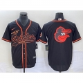 Men's Baltimore Orioles Black Team Big Logo Cool Base Stitched Jersey