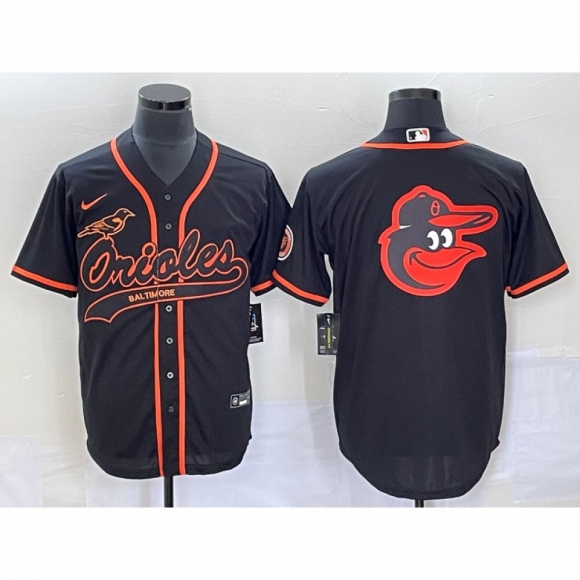 Men's Baltimore Orioles Black Team Big Logo Cool Base Stitched Jersey