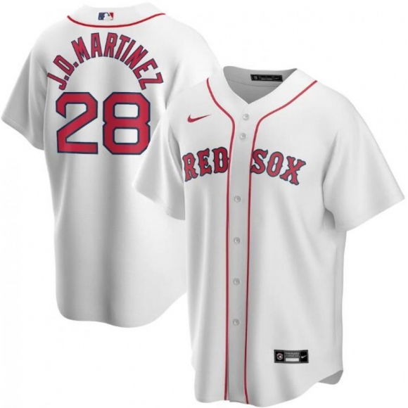 Men's Boston Red Sox #28 J.D. Martinez White Cool Base Stitched Jersey
