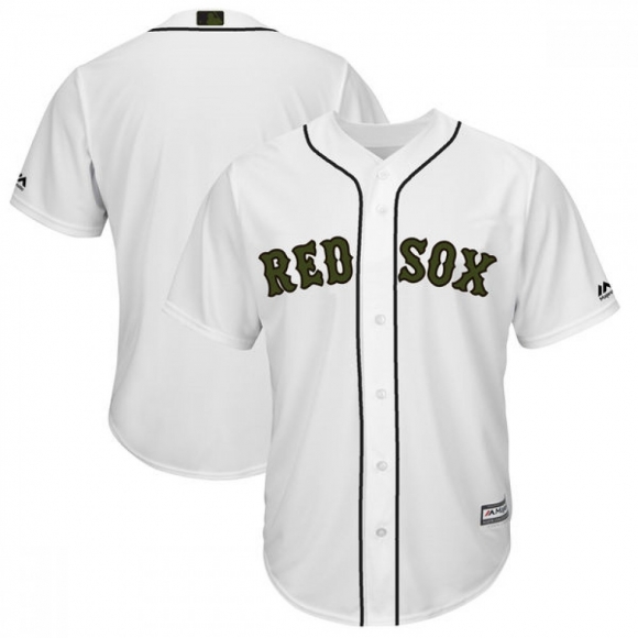 Men's Boston Red Sox Blank White 2018 Memorial Day Cool Base Stitched MLB Jersey