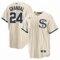 Men's Chicago White Sox #24 Yasmani Grandal 2021 Cream/Navy Name&Number Field of Dreams Cool Base Stitched Jersey