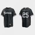 Men's Chicago White Sox #25 Jim Abbott Black 2021 City Connect Cool Base Stitched Jersey