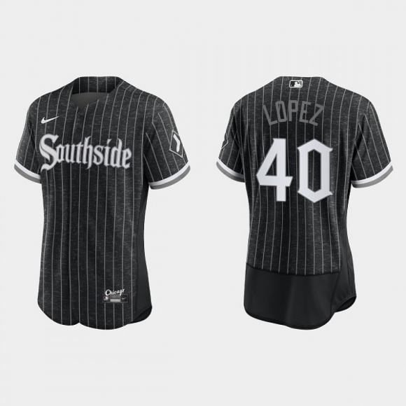 Men's Chicago White Sox #40 Reynaldo Lopez 2021 City Connect Flex Base Stitched Jersey