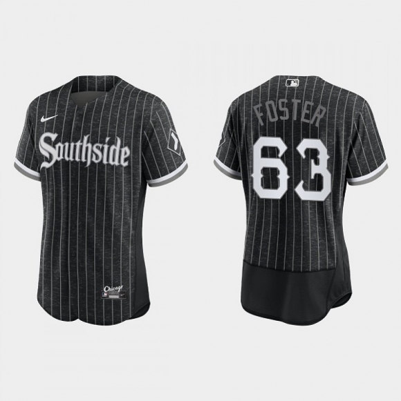 Men's Chicago White Sox #63 Matt Foster Black 2021 City Connect Flex Base Stitched Jersey