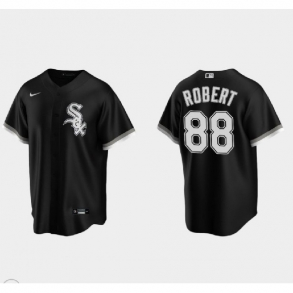 Men's Chicago White Sox #88 Luis Robert Black Cool Base Stitched Jersey