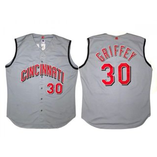 Men's Cincinnati Reds #30 Ken Griffey Jr. Gray Stitched Baseball Jersey
