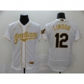 Men's Cleveland indians #12 Francisco Lindor 2020 White Golden Flex Base Stitched MLB Jersey