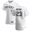 Men's Colorado Rockies #23 Kris Bryant White Flex Base Stitched Jersey