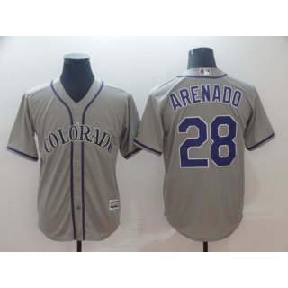 Men's Colorado Rockies #28 Nolan Arenado Grey Cool Base Stitched MLB Jersey