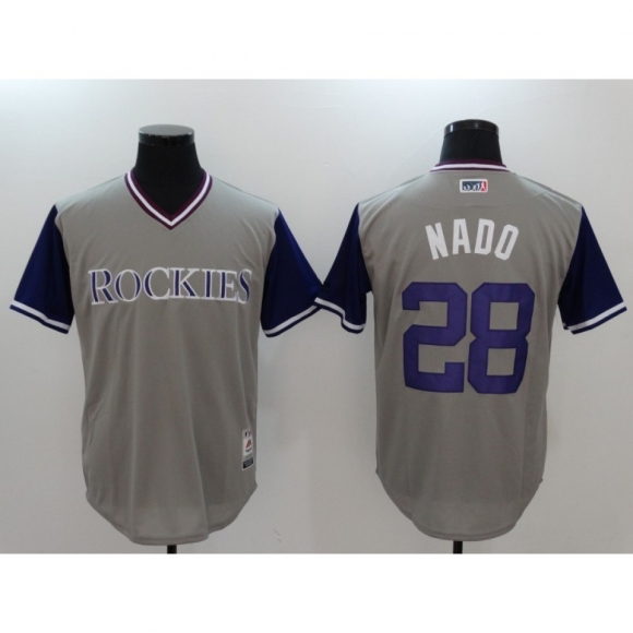 Men's Colorado Rockies #28 Nolan Arenado Grey Stitched Jersey