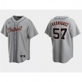 Men's Detroit Tigers #57 Eduardo Rodriguez Grey Cool Base Stitched Jersey