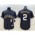 Men's Houston Astros #2 Alex Bregman Black Gold 2022 World Series Stitched Baseball Jersey