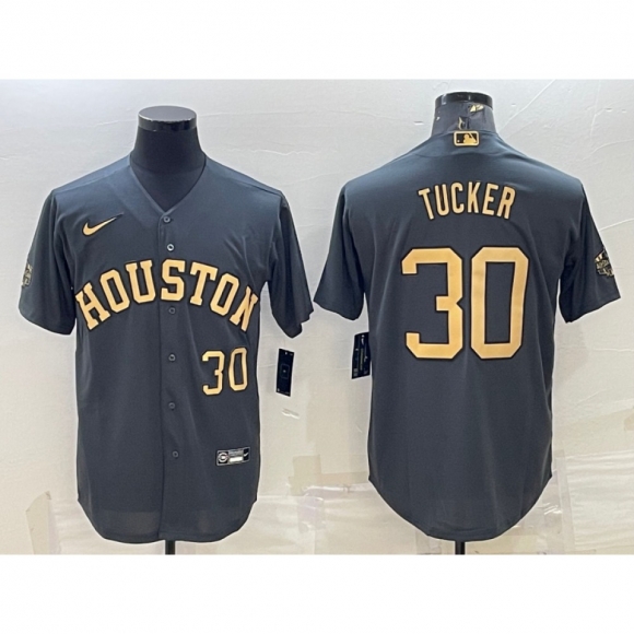 Men's Houston Astros #30 Kyle Tucker 2022 All-Star Charcoal Cool Base Stitched Baseball Jersey