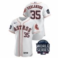 Men's Houston Astros #35 Justin Verlander 2021 White World Series Flex Base Stitched Baseball Jersey