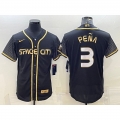 Men's Houston Astros #3 Jeremy Pena Black Gold 2022 World Series City Connect Flex Base Stitched Jersey