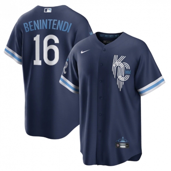 Men's Kansas City Royals #16 Andrew Benintendi 2022 Navy City Connect Cool Base Stitched Jersey