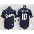 Men's Los Angeles Dodgers #10 Justin Turner Black Cool Base Stitched Jersey