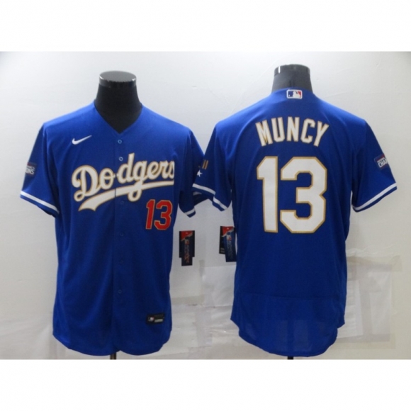 Men's Los Angeles Dodgers #13 Max Muncy Royal Blue Championship Flex Base Sttiched MLB Jersey