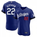Men's Los Angeles Dodgers #22 Clayton Kershaw 2021 Royal City Connect Flex Base Stitched Baseball Jersey