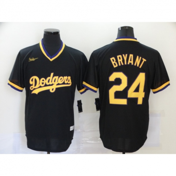 Men's Los Angeles Dodgers #24 Kobe Bryant Black KB Patch Cool Base Stitched Jersey