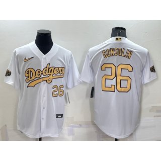 Men's Los Angeles Dodgers #26 Tony Gonsolin 2022 All-Star White Cool Base Stitched Baseball Jersey