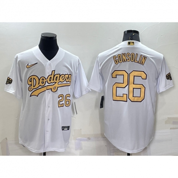Men's Los Angeles Dodgers #26 Tony Gonsolin 2022 All-Star White Cool Base Stitched Baseball Jersey
