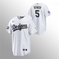 Men's Los Angeles Dodgers #5 Corey Seager White Gold Championship Cool Base Stitched Jersey