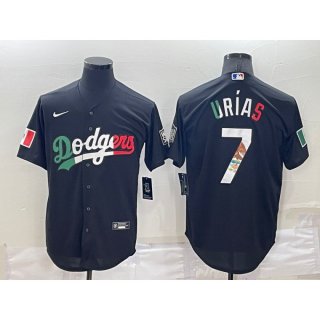 Men's Los Angeles Dodgers #7 Julio Urias Black Mexico Cool Base Stitched Baseball Jersey