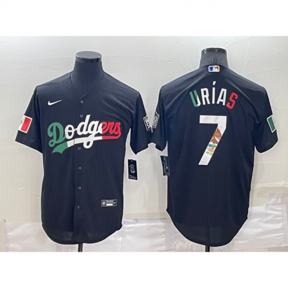 Men's Los Angeles Dodgers #7 Julio Urias Black Mexico Cool Base Stitched Baseball Jersey