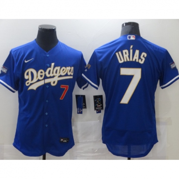 Men's Los Angeles Dodgers #7 Julio Urias Royal Blue Championship Flex Base Sttiched MLB Jersey