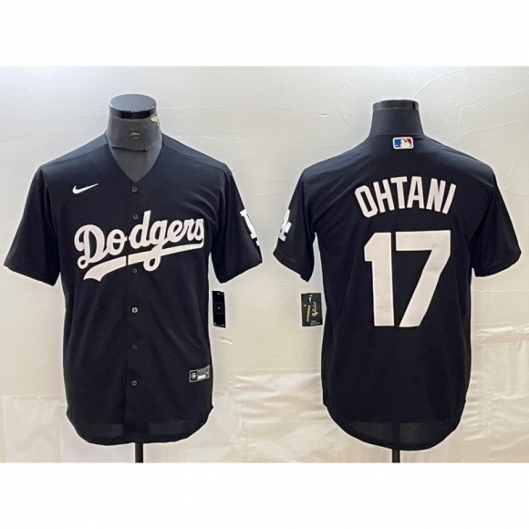 Men's Los Angeles Dodgers #17 Shohei Ohtani Black Cool Base Stitched Jersey
