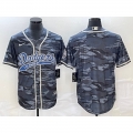 Men's Los Angeles Dodgers Blank Gray Camo Cool Base With Patch Stitched Baseball Jersey