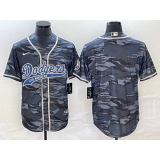 Men's Los Angeles Dodgers Blank Gray Camo Cool Base With Patch Stitched Baseball Jersey