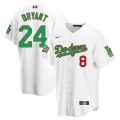 Men's Los Angeles Dodgers Front #8 Back #24 Kobe Bryant White Green Mexico 2020 World Series Stitched Jersey