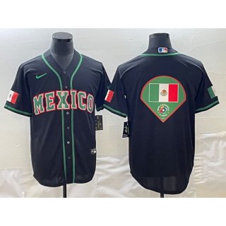 Men's Mexico Baseball 2023 Black World Baseball Big Logo Classic Stitched Jersey