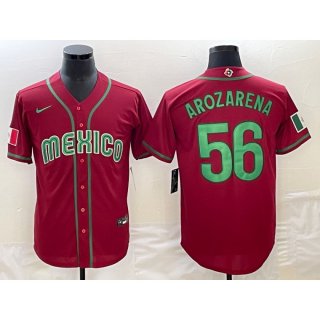 Men's Mexico Baseball #56 Randy Arozarena 2023 Red World Baseball Classic Stitched Jersey