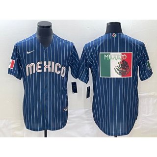 Men's Mexico Baseball Navy Team Big Logo World Baseball Classic Stitched Jersey 002