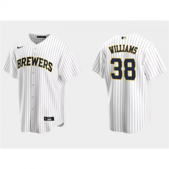 Men's Milwaukee Brewers #38 Devin Williams White Cool Base Stitched Jersey