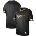 Men's Milwaukee Brewers Black Gold Stitched MLB Jersey